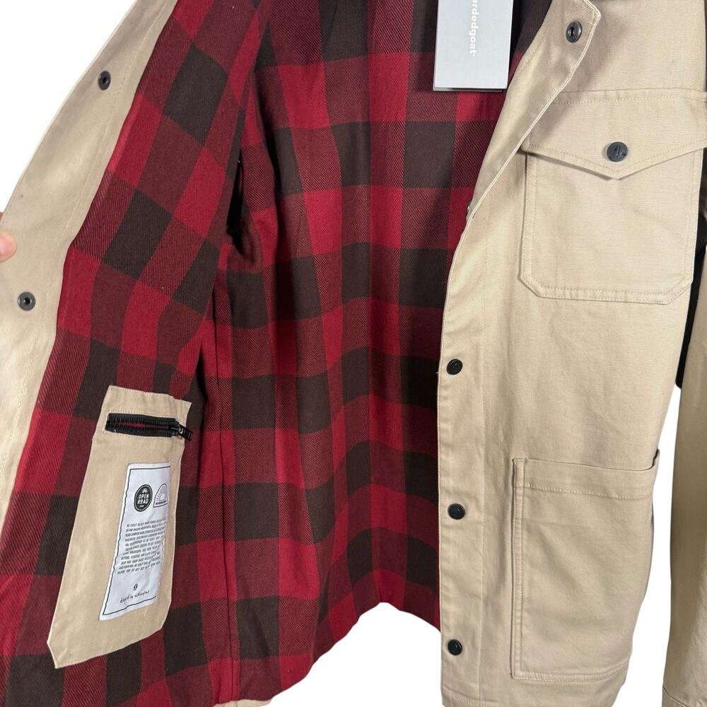 Bearded Goat Khaki Canvas Utility Jacket Flannel Lined Utility Outdoor Size M - Picture 5 of 12
